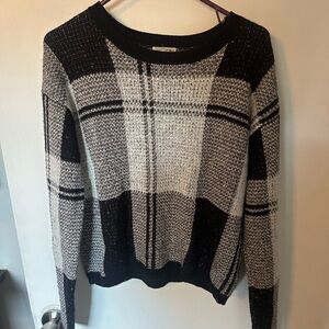 Melrose and Market Black and Gray Plaid Sweater